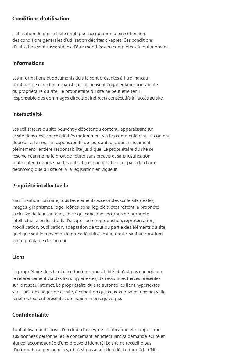 Mentions légales : conditions d'utilisation
